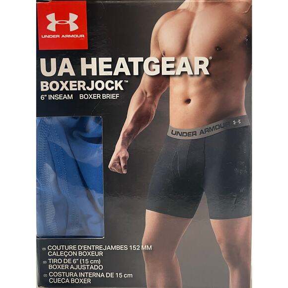 M2-70 UNDERARMOUR NWT Men's HeatGear BoxerJock Underwear 6" Inseam Blue 2XL - Picture 1 of 11